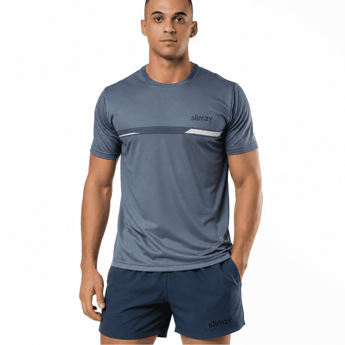 Men's Slimzy Stripe Performance T-Shirt – Blue-Gray