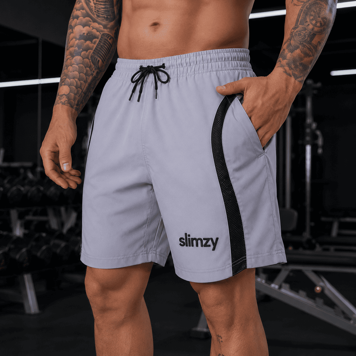 Slimzy Side Track Men's Shorts – Light Gray