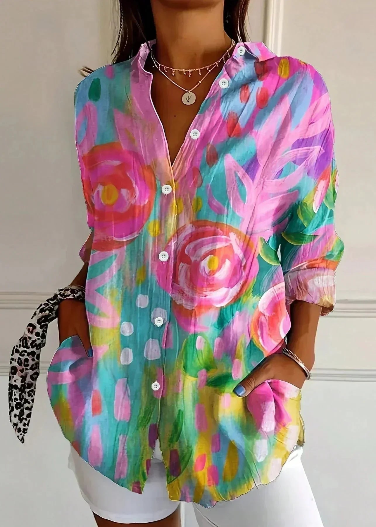 Xanthe | Women's Printed Button-Up Blouse