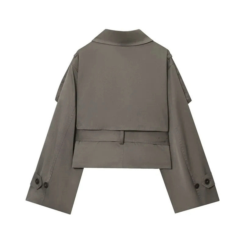 Audrey | Women's Belted Cropped Trench Jacket — product image 4