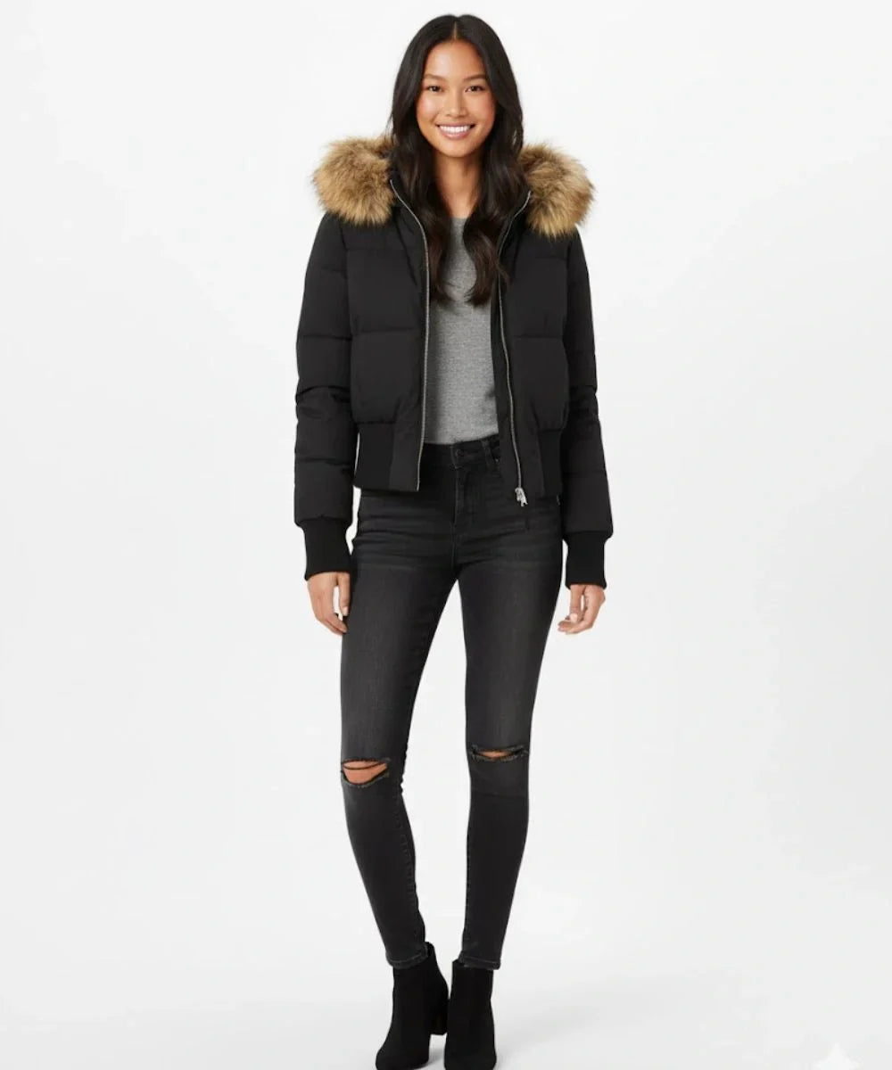 Ava | Women's Quilted Faux-Fur-Trim Hooded Jacket — product image 7