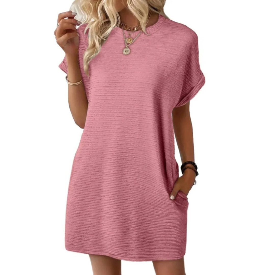 Evasha | Women's Round-Neck Pocket Shift Dress — product image 2