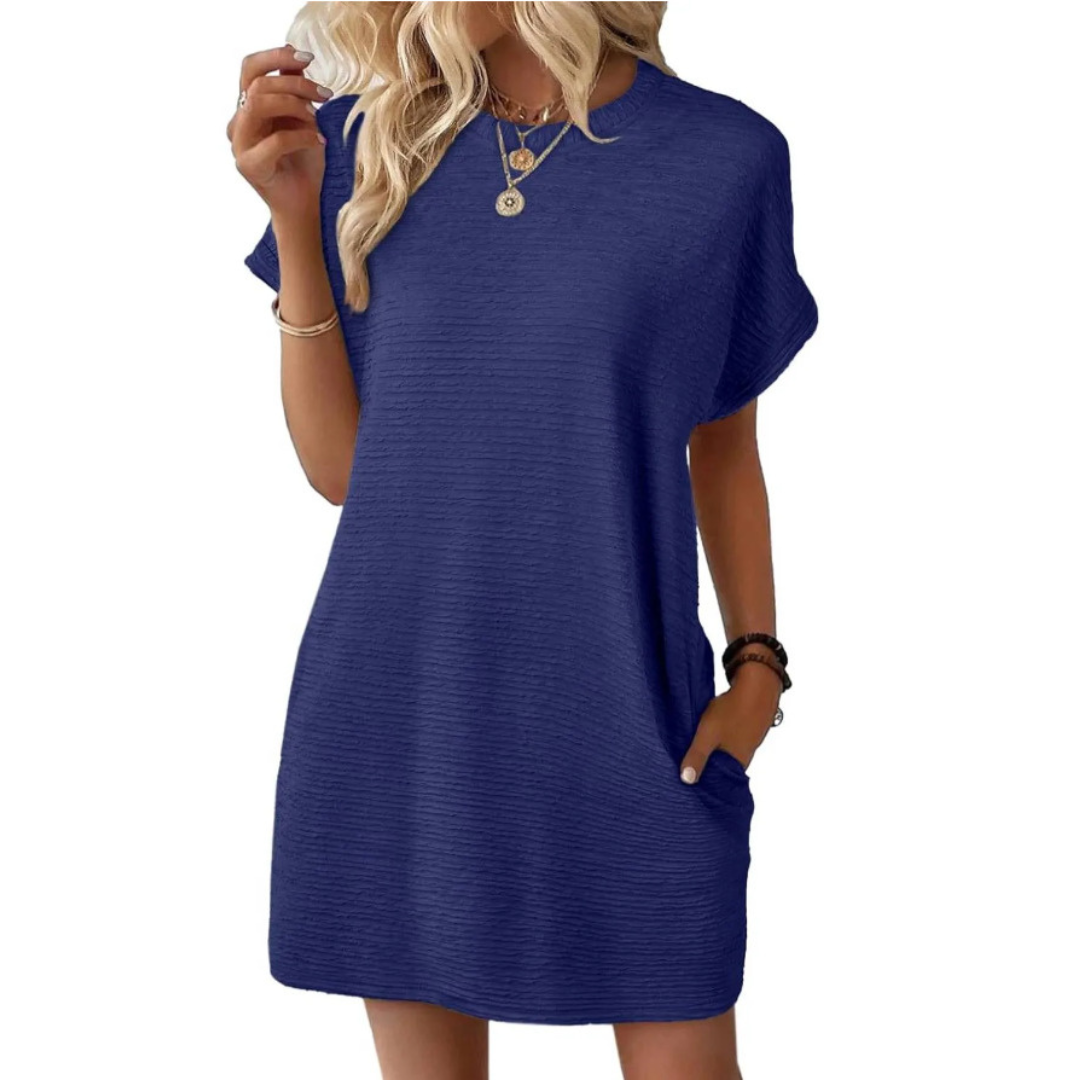 Evasha | Women's Round-Neck Pocket Shift Dress — product image 4