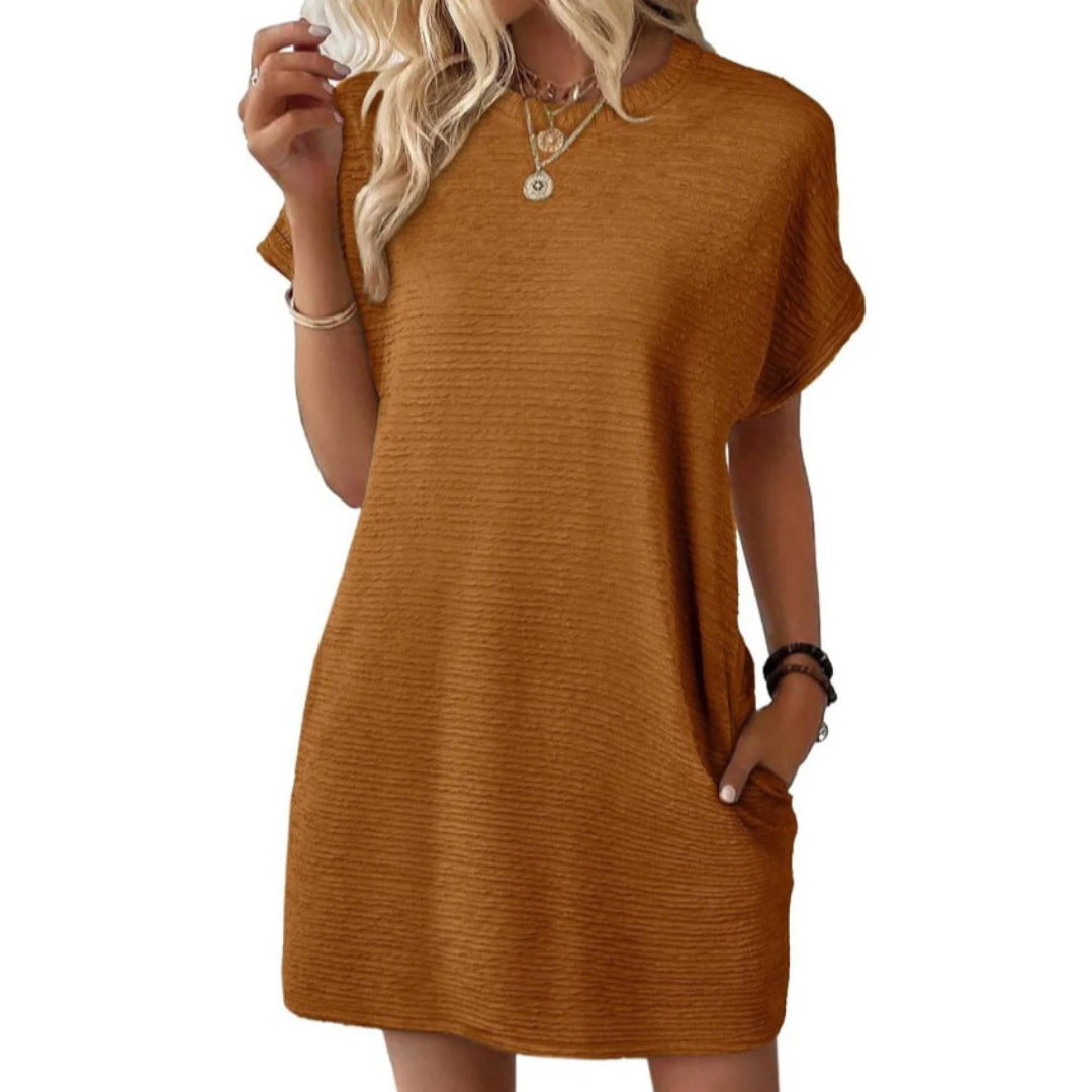 Evasha | Women's Round-Neck Pocket Shift Dress — product image 6