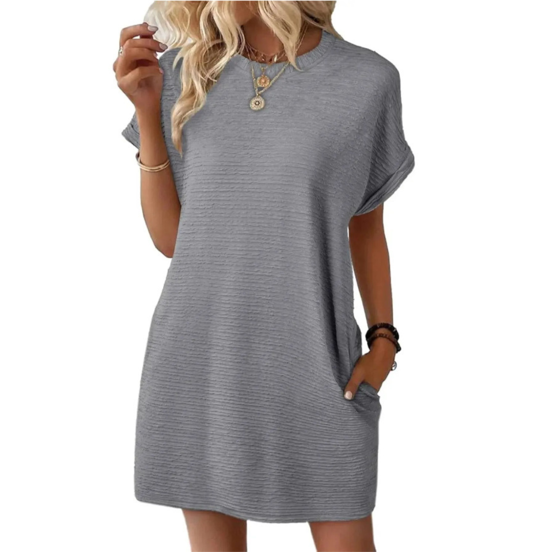 Evasha | Women's Round-Neck Pocket Shift Dress — product image 10