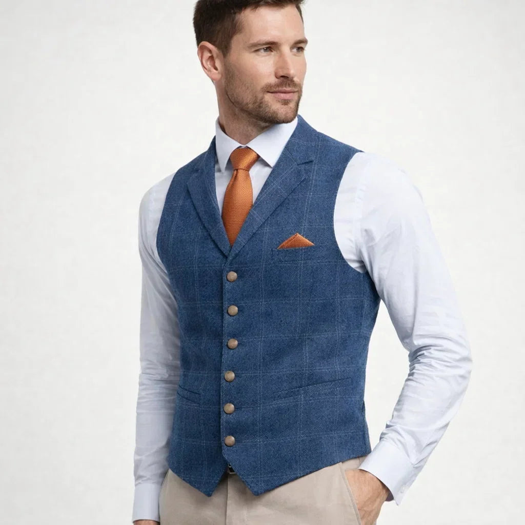 Harrison | Men's Plaid Lapel Waistcoat — product image 1
