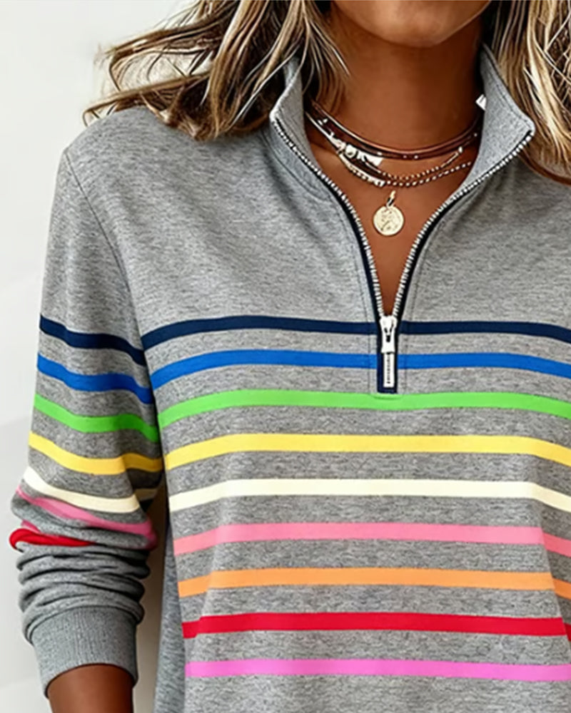 Marie | Women's Striped Quarter-Zip Sweatshirt — product image 3