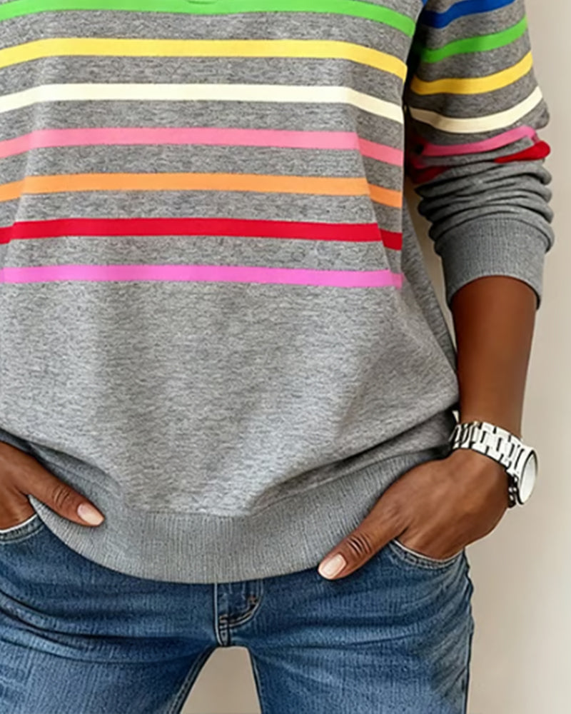 Marie | Women's Striped Quarter-Zip Sweatshirt — product image 4