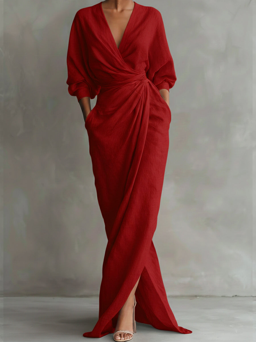 Una | Women's Wrap-Drape Maxi Dress