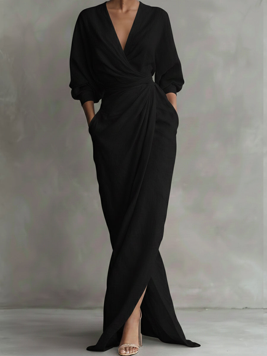Una | Women's Wrap-Drape Maxi Dress