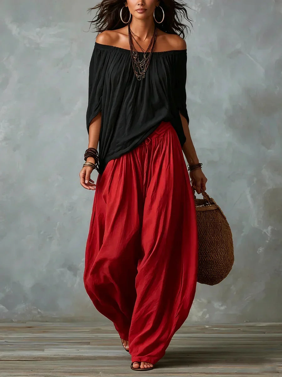 Slimzy Women's Asymmetric Top & Wide-Leg Trouser Set – product image 2 of 8