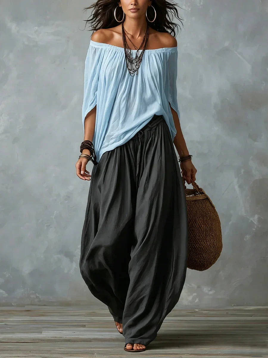 Slimzy Women's Asymmetric Top & Wide-Leg Trouser Set – product image 4 of 8