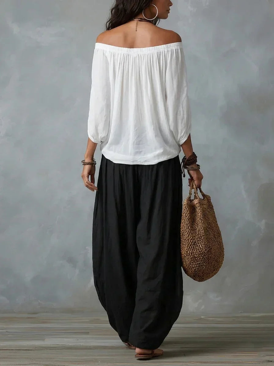 Slimzy Women's Asymmetric Top & Wide-Leg Trouser Set – product image 5 of 8