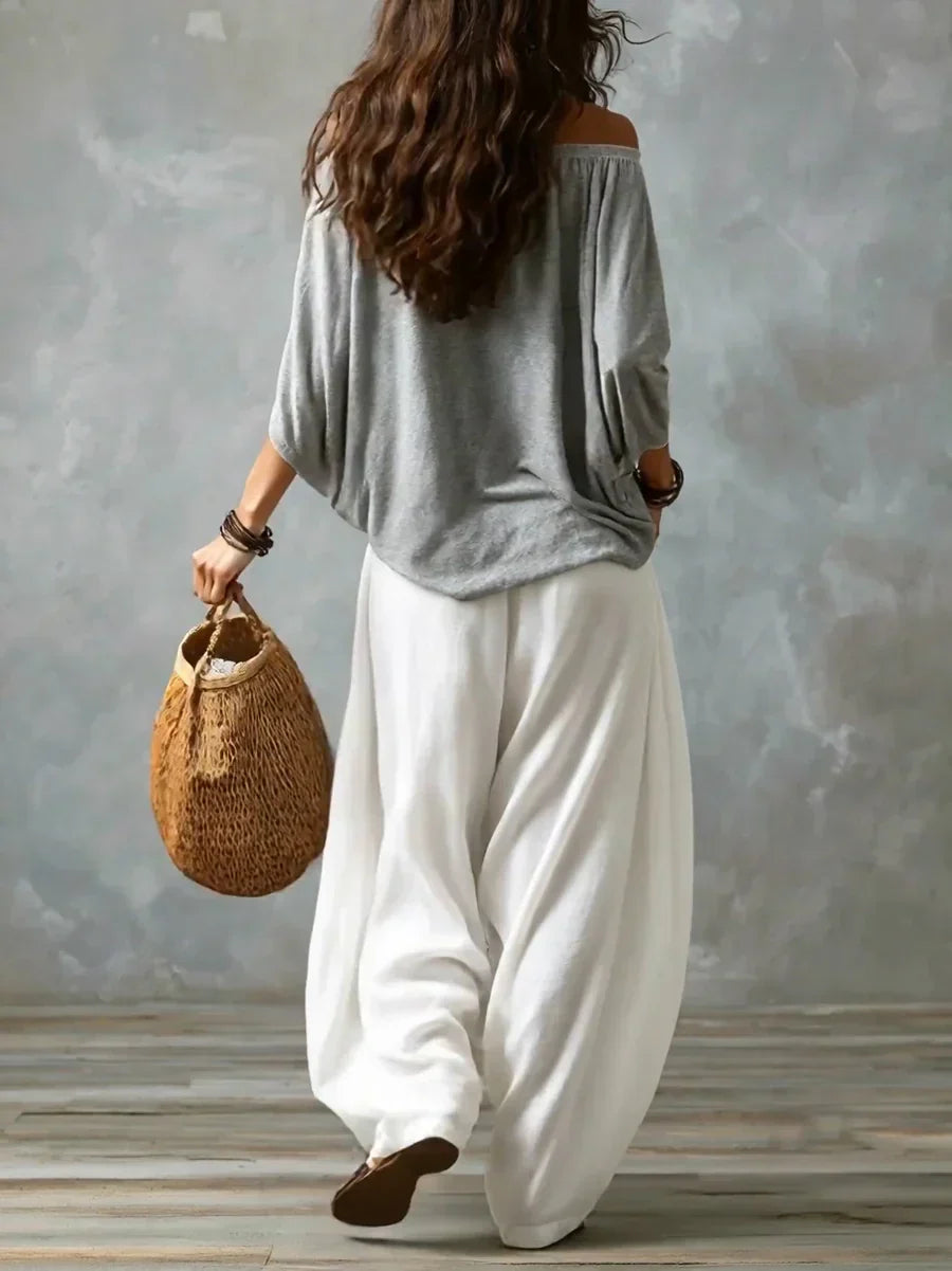 Slimzy Women's Asymmetric Top & Wide-Leg Trouser Set – product image 7 of 8