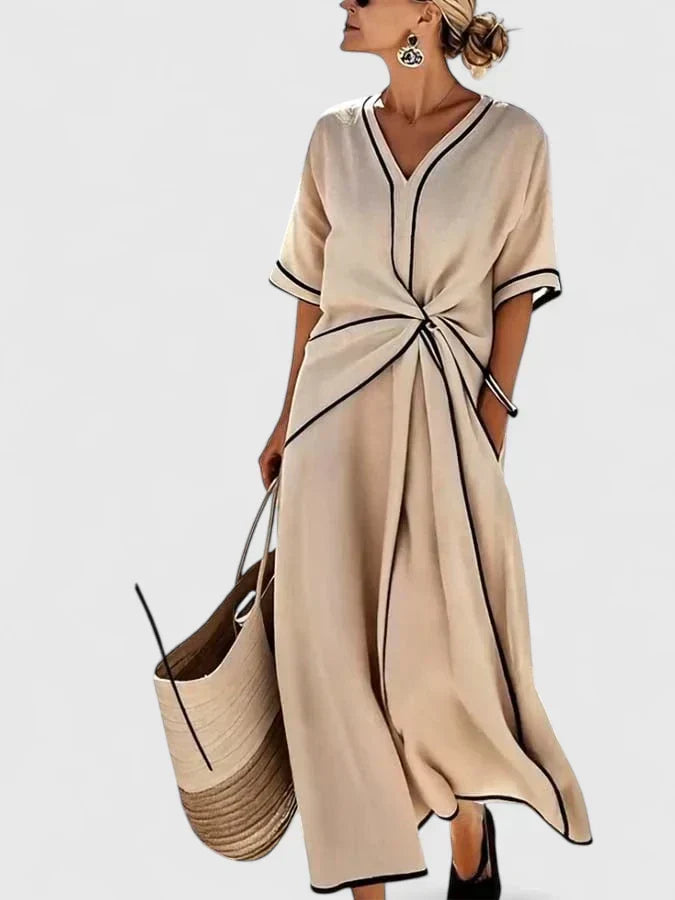 Slimzy Women's Contrast-Trim Twist-Front Maxi Dress – product image 1 of 4