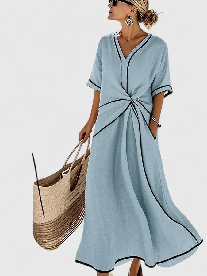 Slimzy Women's Contrast-Trim Twist-Front Maxi Dress – product image 2 of 4