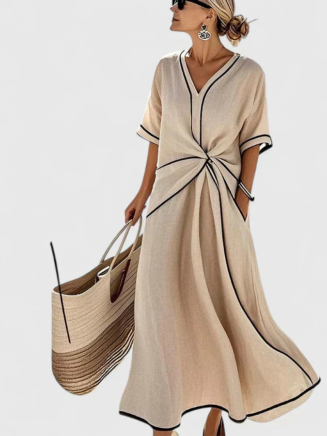 Slimzy Women's Contrast-Trim Twist-Front Maxi Dress – product image 3 of 4