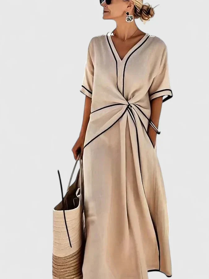 Slimzy Women's Contrast-Trim Twist-Front Maxi Dress – product image 4 of 4