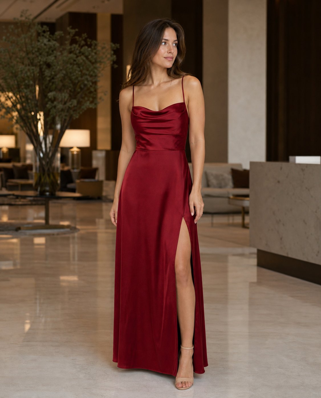 Slimzy Women's Cowl-Neck Formal Maxi Dress – product image 1 of 11