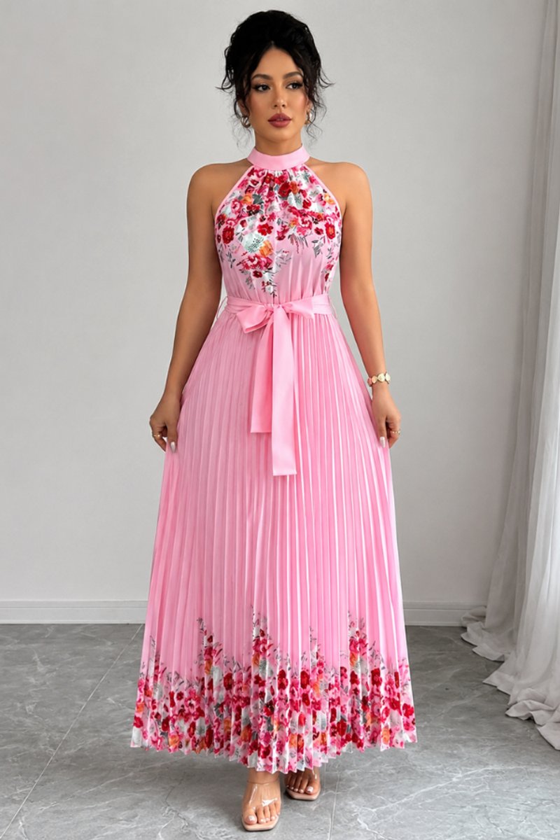 Slimzy Women's Floral Pleated Halter Maxi Dress – product image 2 of 22