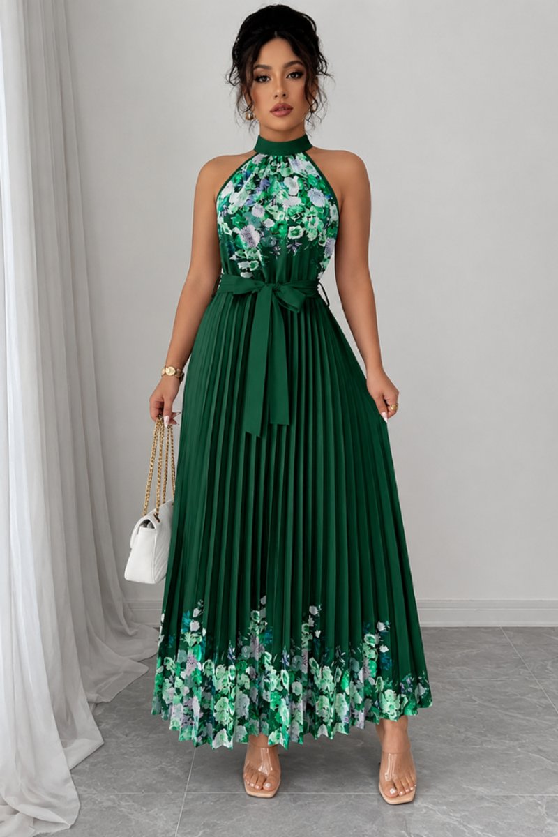 Slimzy Women's Floral Pleated Halter Maxi Dress – product image 20 of 22