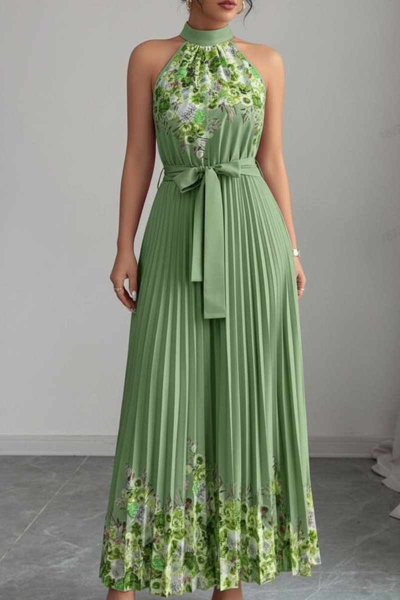 Slimzy Women's Floral Pleated Halter Maxi Dress – product image 22 of 22