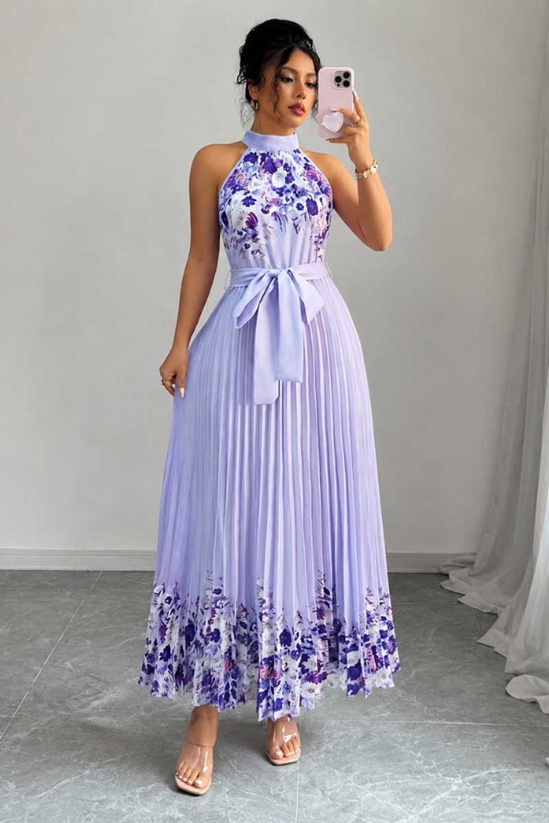 Slimzy Women's Floral Pleated Halter Maxi Dress – product image 5 of 22