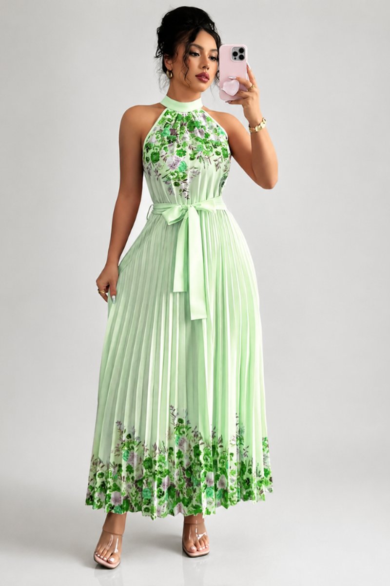Slimzy Women's Floral Pleated Halter Maxi Dress – product image 6 of 22
