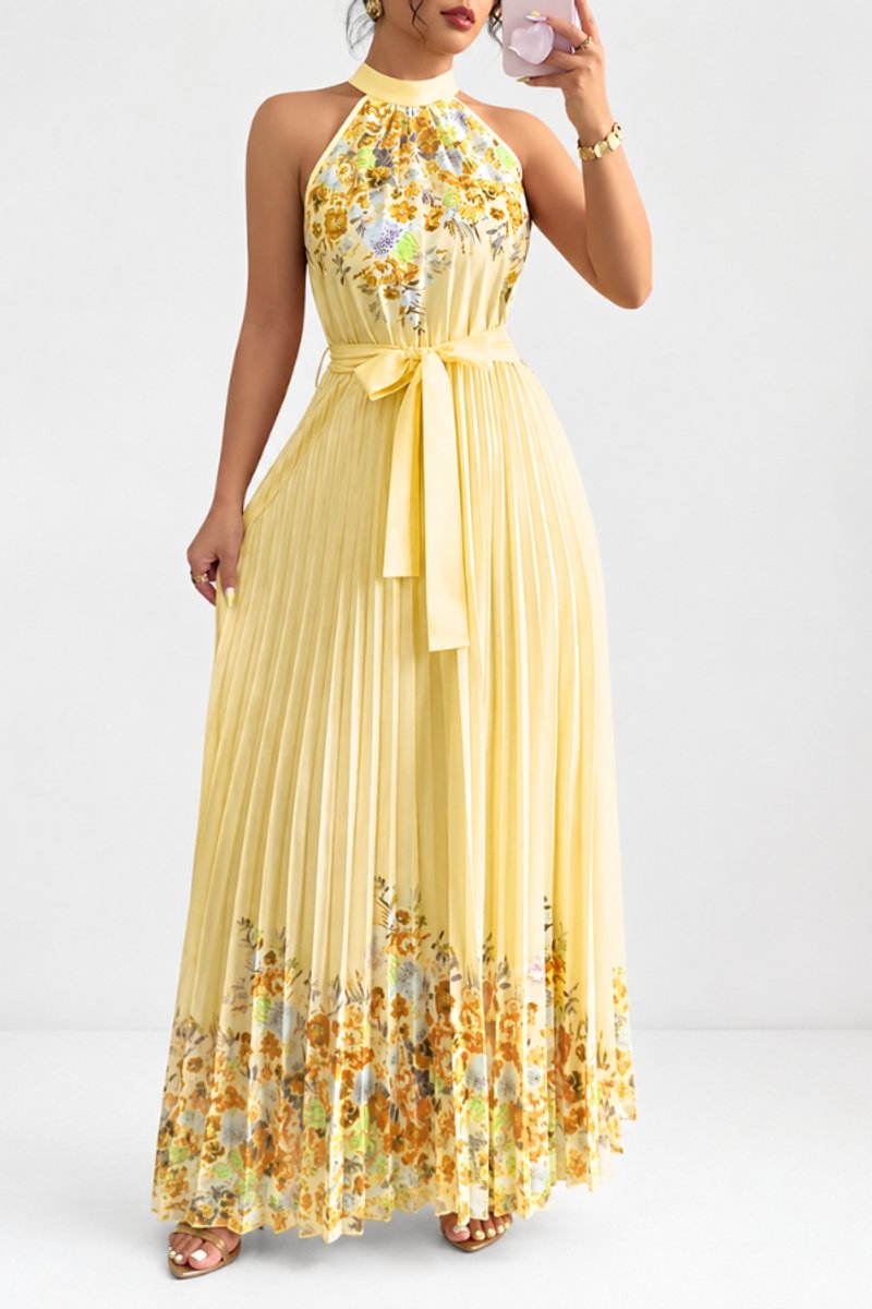 Slimzy Women's Floral Pleated Halter Maxi Dress – product image 8 of 22