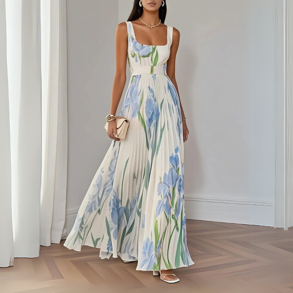 Slimzy Women's Floral Square-Neck Pleated Maxi Dress – product image 2 of 5