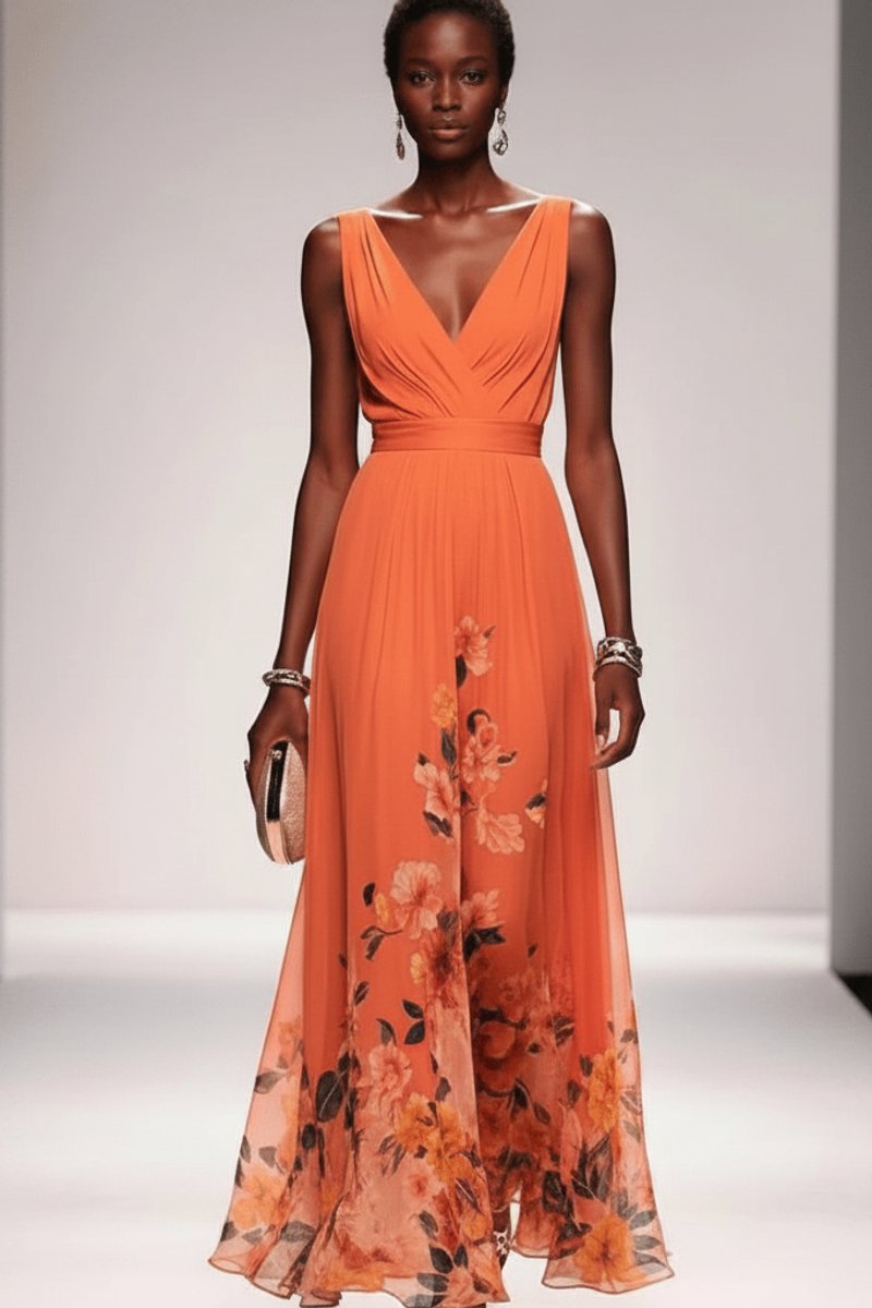 Slimzy Women's Floral V-Neck Maxi Dress – product image 5 of 18