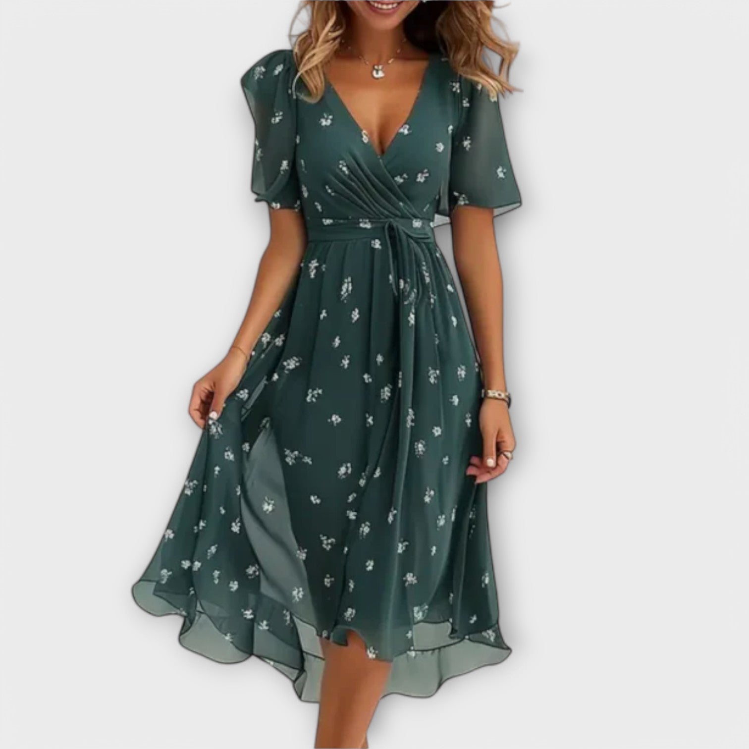 Slimzy Women's Floral Wrap High-Low Midi Dress – product image 1 of 4