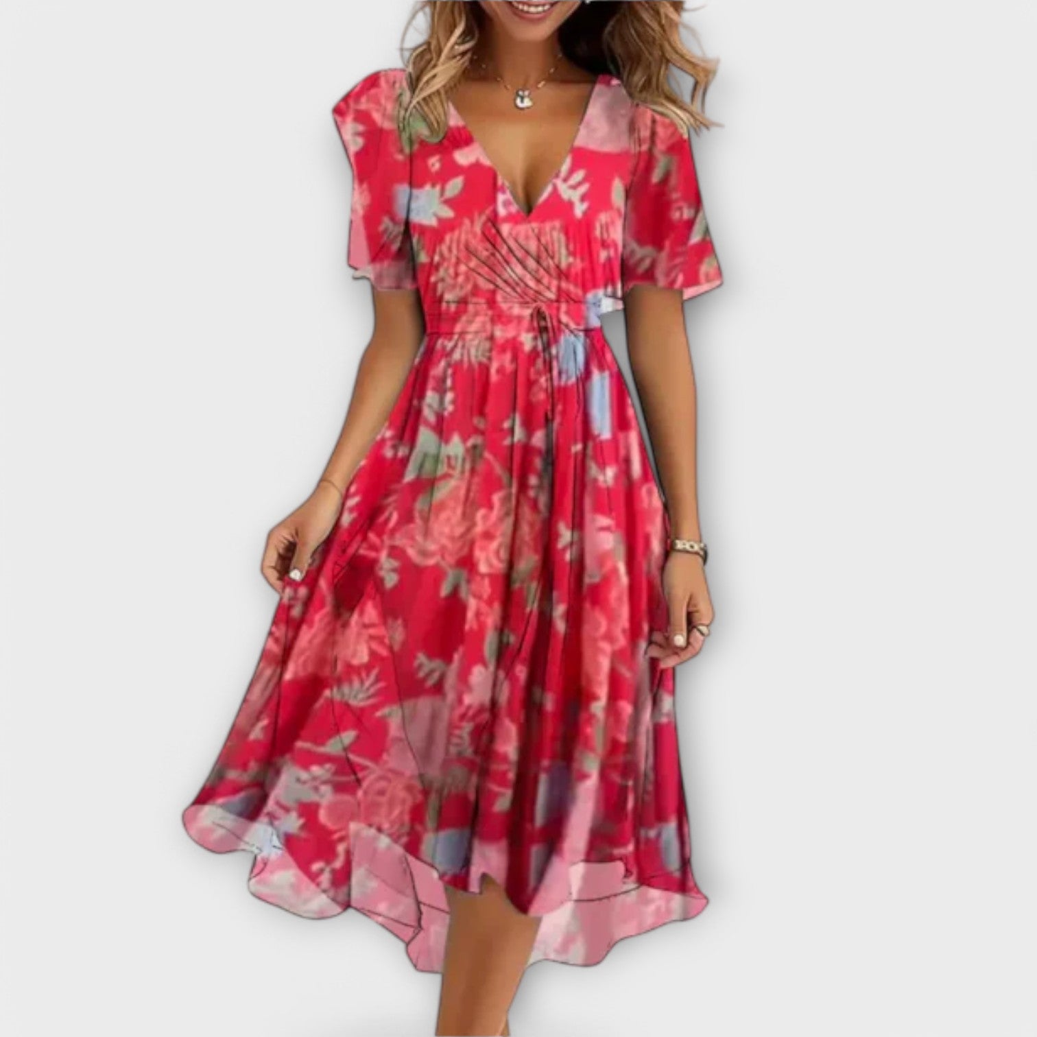 Slimzy Women's Floral Wrap High-Low Midi Dress – product image 2 of 4