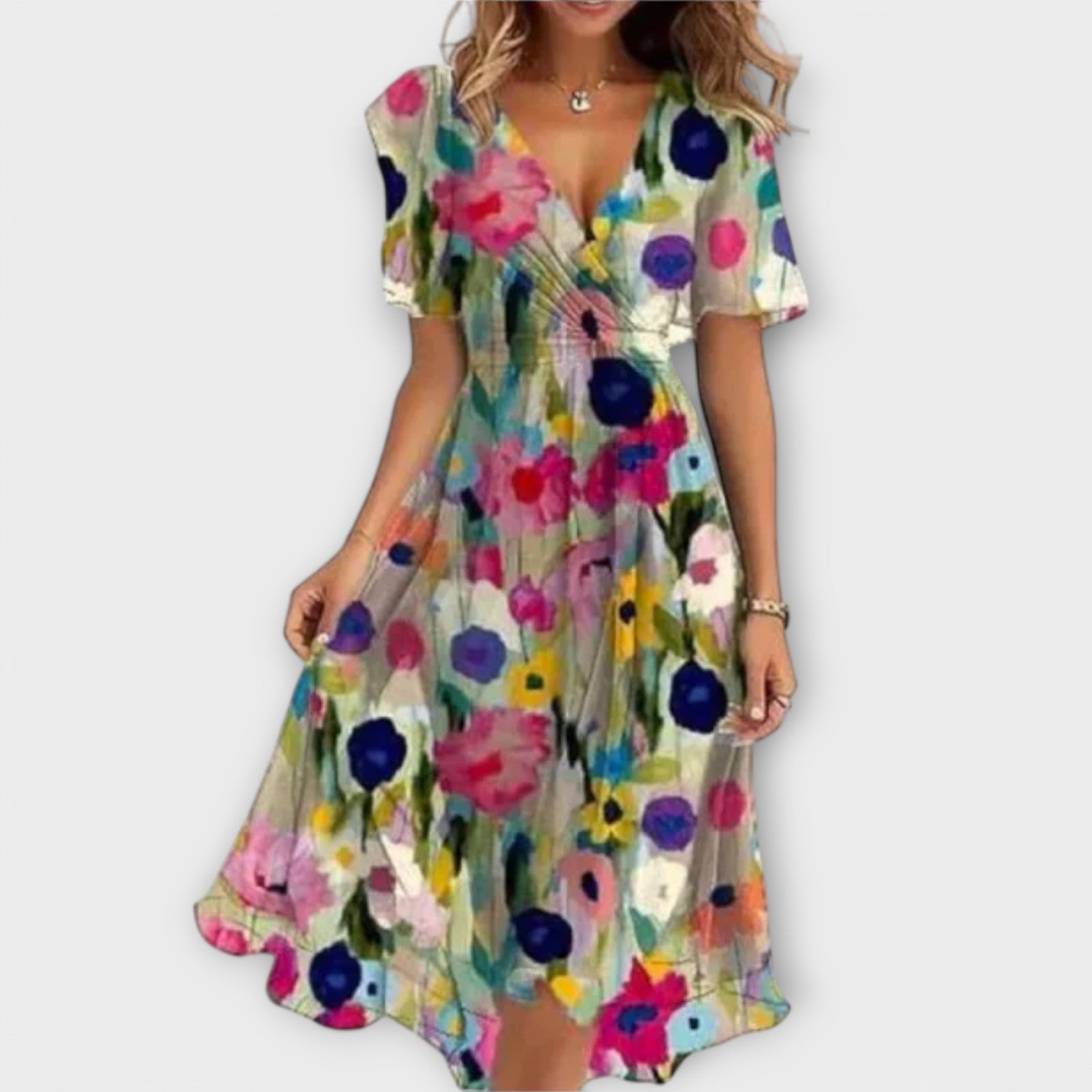 Slimzy Women's Floral Wrap High-Low Midi Dress – product image 4 of 4