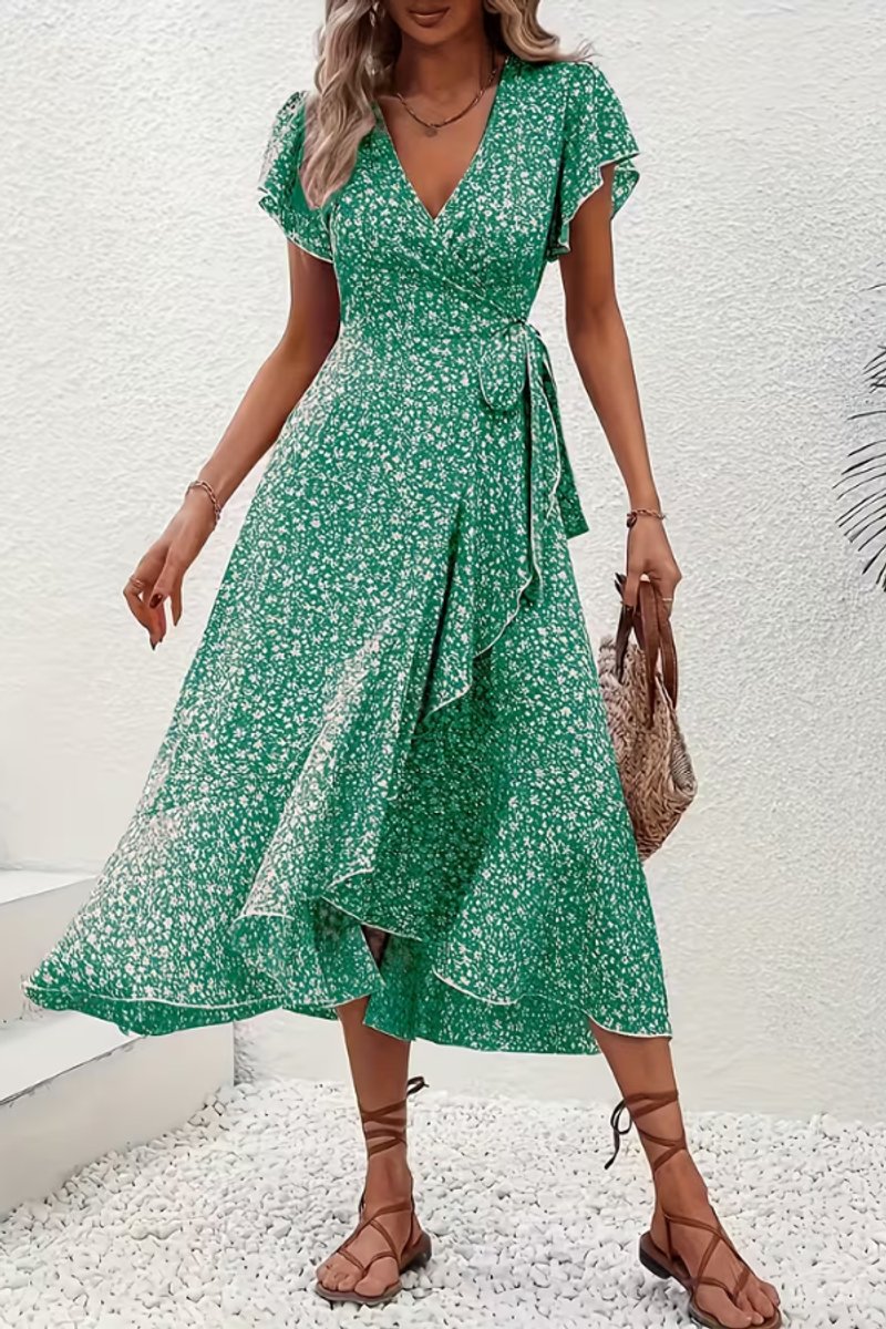 Slimzy Women's Floral Wrap Short-Sleeve Midi Dress – product image 11 of 22