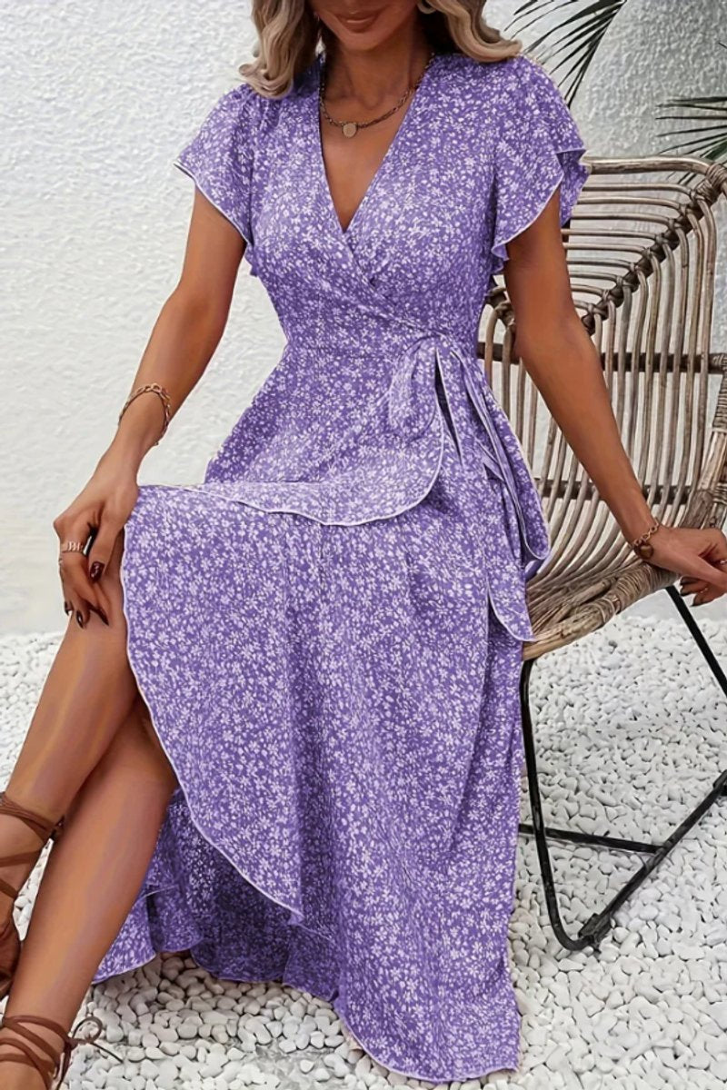 Slimzy Women's Floral Wrap Short-Sleeve Midi Dress – product image 16 of 22