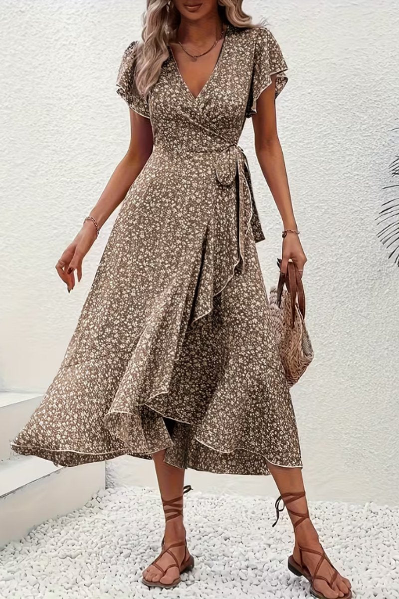 Slimzy Women's Floral Wrap Short-Sleeve Midi Dress – product image 2 of 22