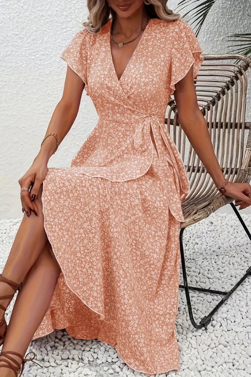 Slimzy Women's Floral Wrap Short-Sleeve Midi Dress – product image 21 of 22