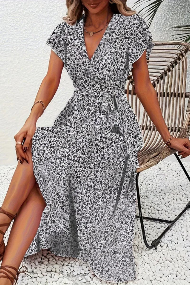 Slimzy Women's Floral Wrap Short-Sleeve Midi Dress – product image 4 of 22