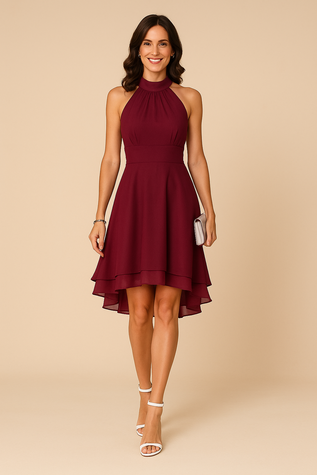 Slimzy Women's Halter-Neck High-Low Midi Dress – product image 6 of 7