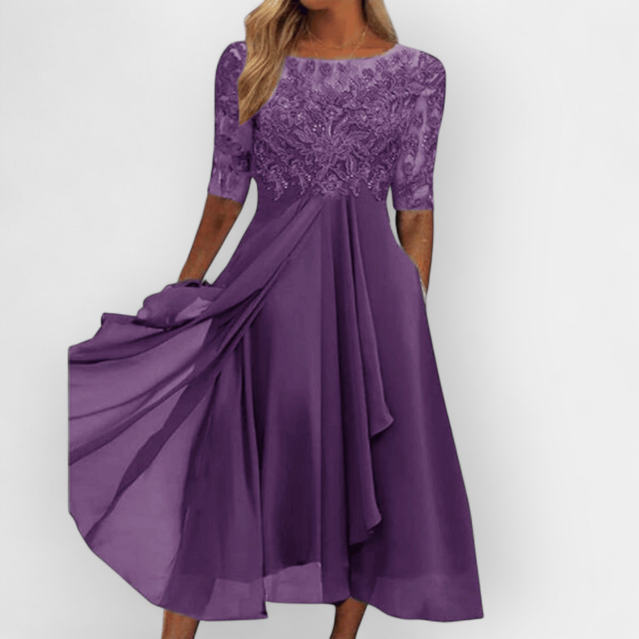 Slimzy Women's Lace-Bodice Flowing Maxi Dress – product image 6 of 8