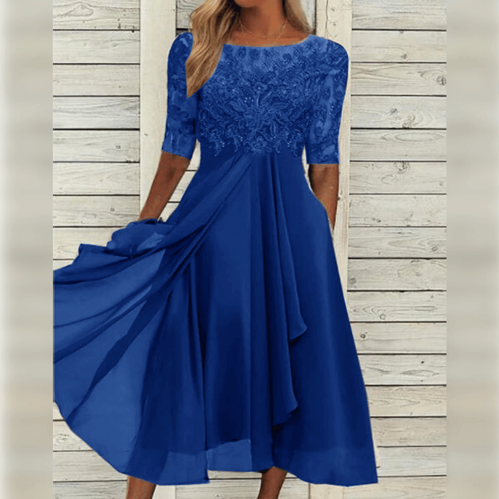 Slimzy Women's Lace-Bodice Three-Quarter-Sleeve Maxi Dress – product image 6 of 8