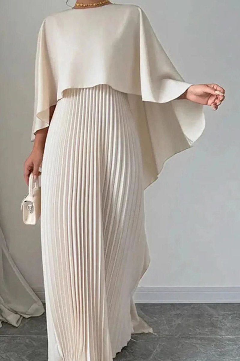 Slimzy Women's Pleated Cape-Overlay Maxi Dress – product image 1 of 5
