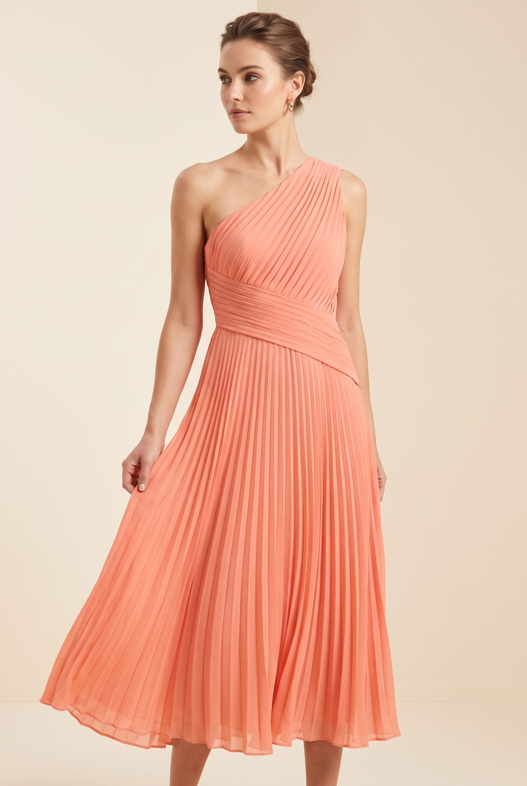 Slimzy Women's Pleated One-Shoulder Midi Dress – product image 1 of 15