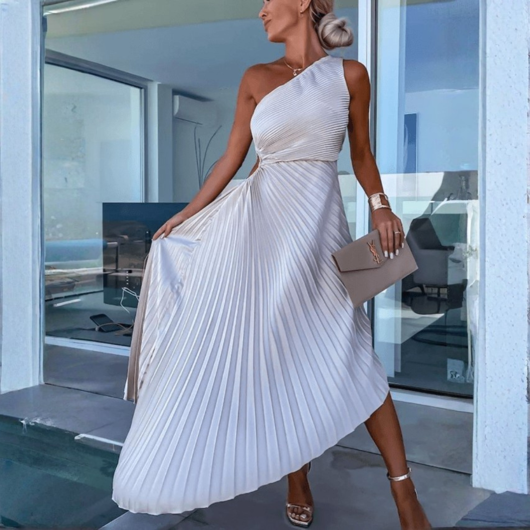 Slimzy Women's Pleated One-Shoulder Midi Dress – product image 13 of 15