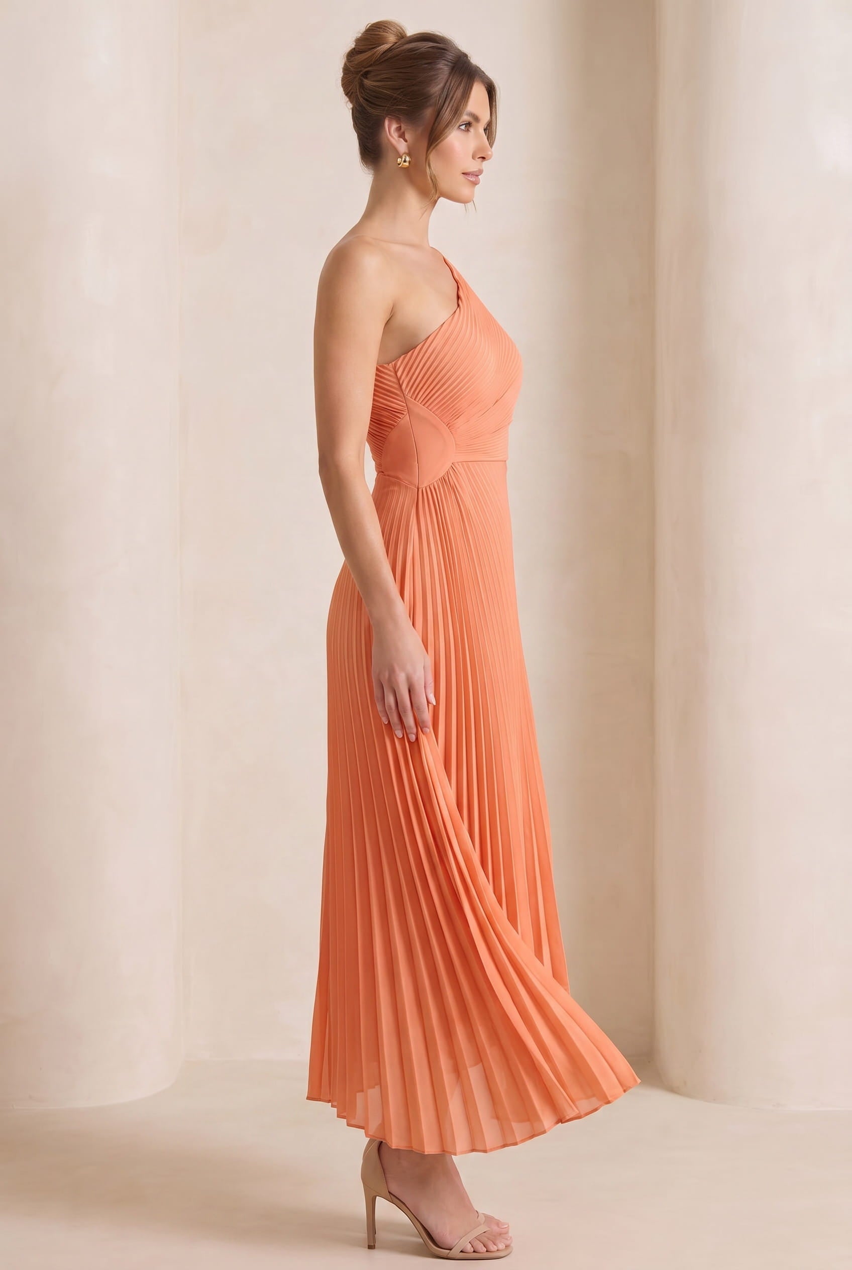 Slimzy Women's Pleated One-Shoulder Midi Dress – product image 3 of 15