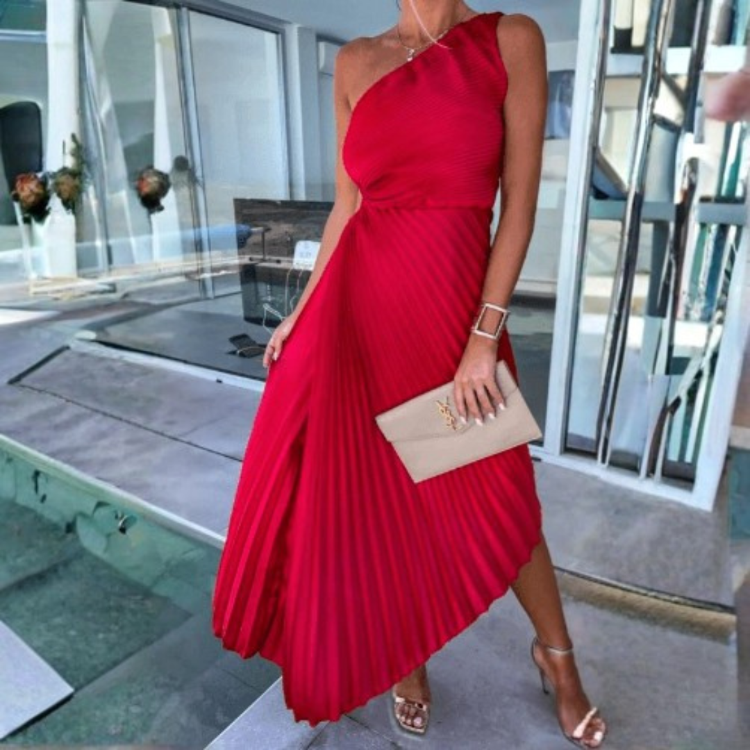 Slimzy Women's Pleated One-Shoulder Midi Dress – product image 9 of 15