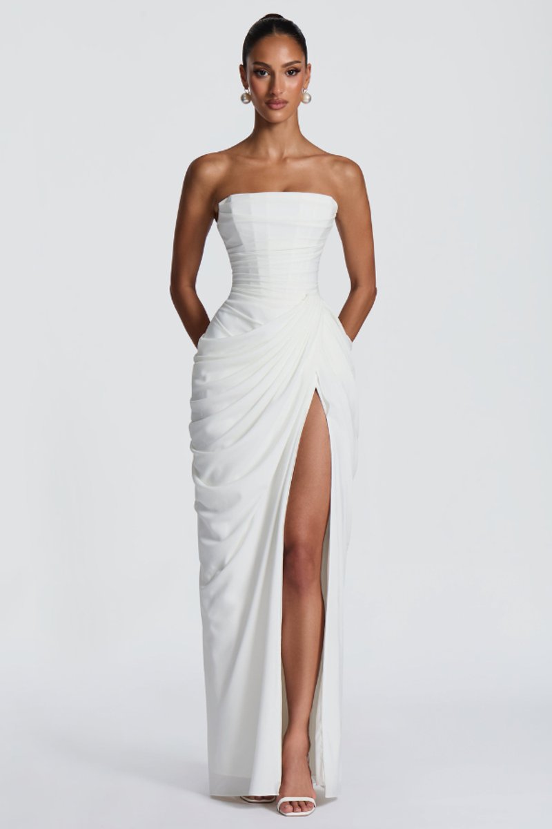 Slimzy Women's Strapless Draped Side-Slit Maxi Dress – product image 10 of 18