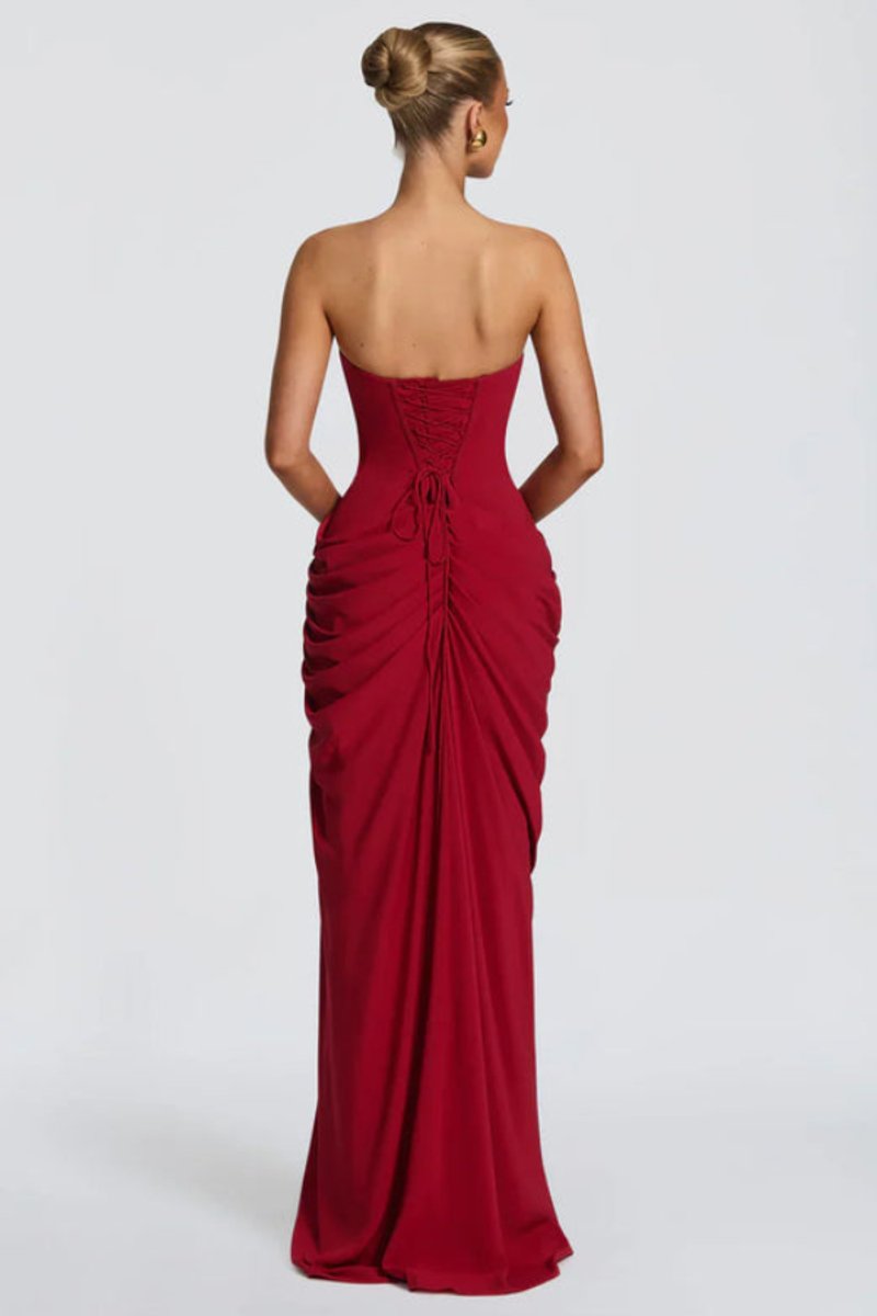 Slimzy Women's Strapless Draped Side-Slit Maxi Dress – product image 13 of 18