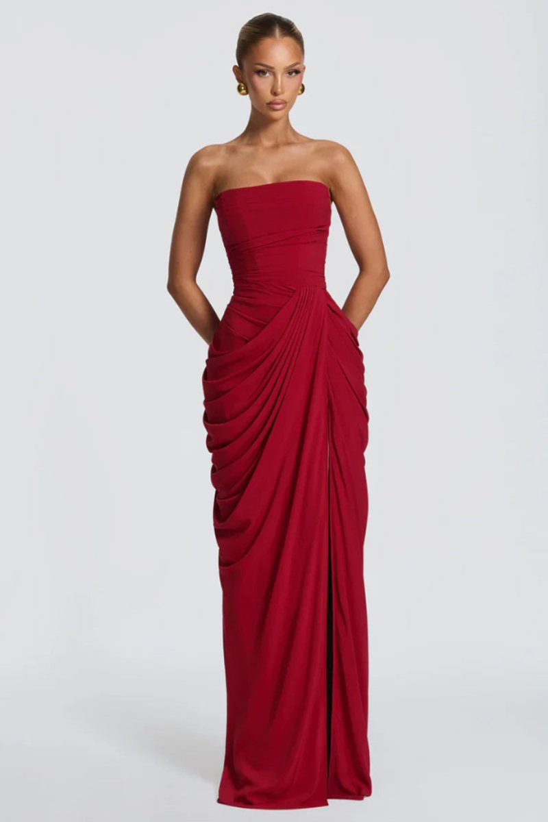 Slimzy Women's Strapless Draped Side-Slit Maxi Dress – product image 14 of 18